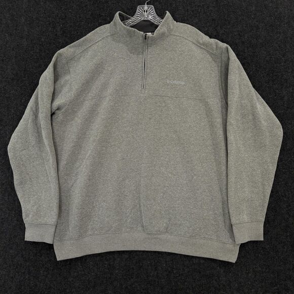 Columbia Pullover Sweater Mens 3XLT Gray Half Zip Mock Neck Fleece Lined Tall - Picture 1 of 7